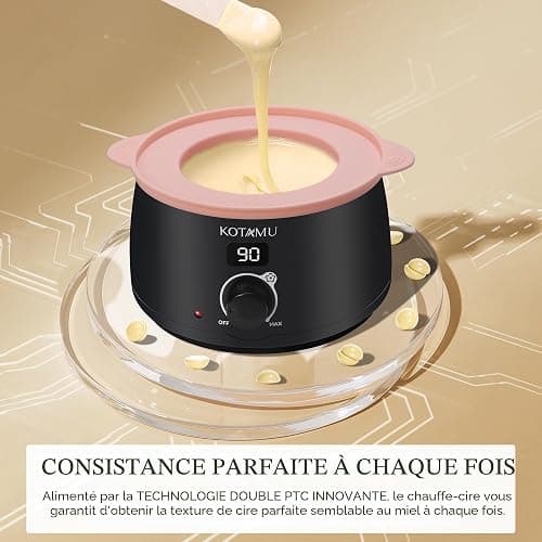 KOTAMU Chauffe Cire D'épilation à Domicile Kit pour Peau Sensible et Tous Types de Poils, Idéal pour Épilation des Sourcils, Visage, Jambes, Chauffe Cire Epilation Professionnel avec 37 Accessoires thumbnail 6