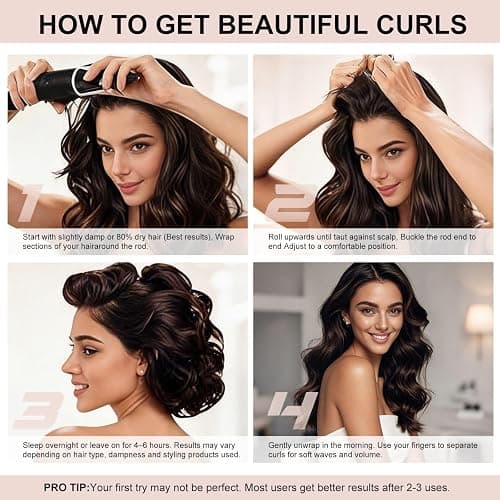 Togayu Heatless Curls Overnight Hair Care Set - Jumbo Velvet Hair Curlers | No Heat Hair Rollers for Women, Comfortable Sleep-In Hair Rollers with Satin Scarf, No Heat Damage Curling Rods for All Hair thumbnail 3