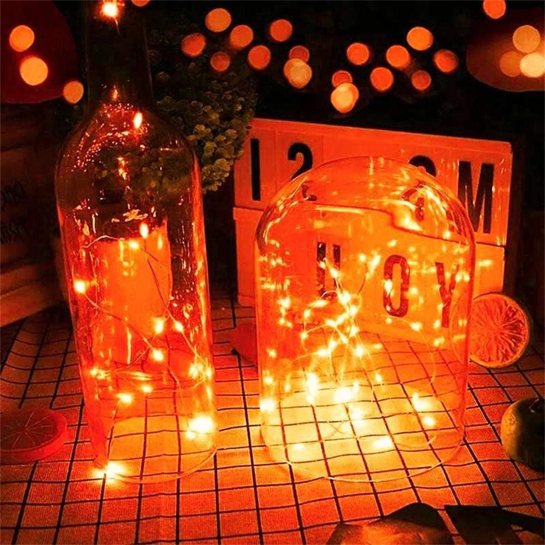 Set of 2 Battery Operated Mini Led Fairy Lights Indoor String Light with Timer 6 Hours on/18 Hours Off for Bedroom Wedding Party Decorations,30 Count LEDs,10 Ft Silver Wire (Orange Color) thumbnail 4