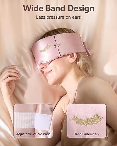 BeeVines Pure Silk 3D Sleep Mask for Women, Luxury 100% 22 Momme Mulberry Silk 3D Contoured Eye Mask for Lash Extensions, Zero Eye Pressure & Blackout Blindfold for Sleeping, with Adjustable Band thumbnail 5