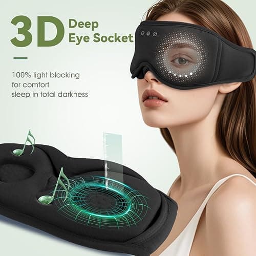 MUSICOZY Sleep Mask Headphones | 100% Blackout 3D Organic Bamboo Cotton Eye Mask for Travel & Restful Sleep,Shift Work | Bluetooth 5.4 Sleep Headphone Cool Gadgets Gift for Men & Women! thumbnail 4
