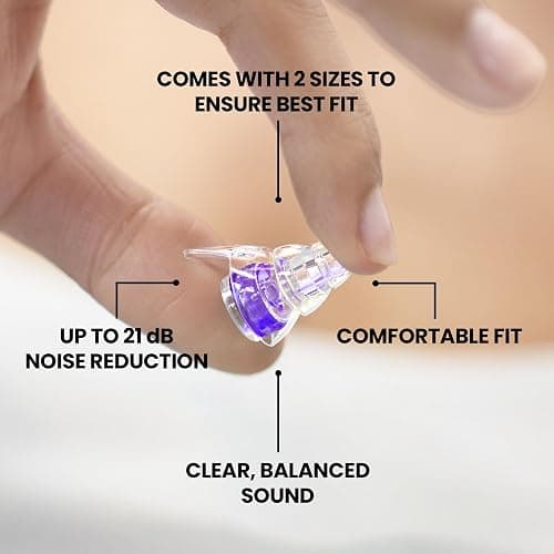 Eargasm High Fidelity Hyperviolet Purple Earplugs - Noise Reducing Ear-Plugs for Hearing Protection at Concerts, Music Festivals, Loud Environments, Live Events, Sporting Events thumbnail 6