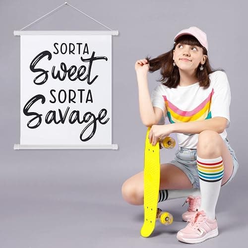 Spakon Teenager Girl Room Decor Sorta Sweet Sorta Savage Sign Aesthetic Hanging Stuff Cute Room Minimalist Wall Decor Bedroom Porch Aesthetic Decorations for Teen Girls thumbnail 3