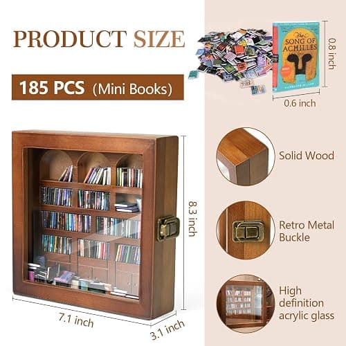 WifePro Anxiety Bookshelf – Mini Books Display for Stress Relief and Fun Decor, Perfect Decorative Miniature Library for Book Lovers, Ideal for Home Decor, Office Décor, and Thoughtful Gift - Walnut thumbnail 3