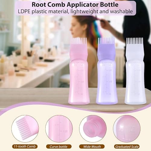 Root Comb Applicator Bottle 6 Ounce Hair Oil Applicator for Hair Dye, Hair Oiler Comb Bottle with Graduated Scale thumbnail 4