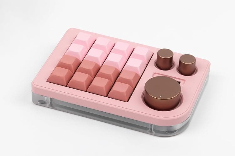 KEEBMONKEY Megalodon Triple Knob Macro Pad Programmable Designer Mini Keyboard 16 Keys (Pink) thumbnail 2