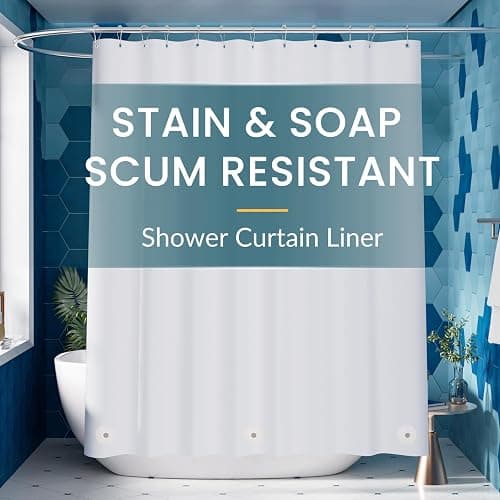 Titanker White Shower Curtain Liner 72 x 72 Plastic Shower Liner Washable Inside Shower Curtain Liner PEVA Shower Curtains for Bathroom with Magnets and Rustproof Metal Grommet Holes - White - 72"W x 72"L (Pack of 1) - Image 1