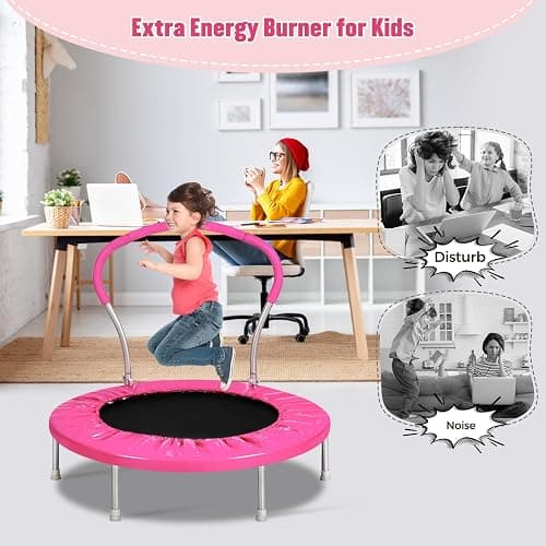 Lyromix 36-Inch Kids Trampoline with Handle - Indoor Mini Tranpoline for Toddlers, Small Fitness Rebounder for Indoor and Outdoor Use thumbnail 5