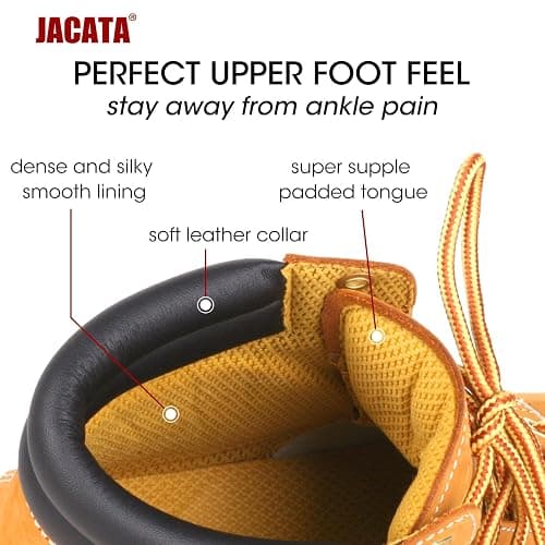 Jacata Men's Water Resistant Work Boots Construction Industrial Boots | Genuine Leather Soft Toe Oil Resistant Comfortable Utility Rubber Sole Nonslip Work Boots For Men thumbnail 5