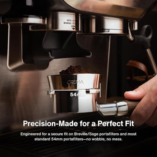 Crema Coffee Products 54mm Dosing Funnel | Compatible with Breville 54mm Portafilter Dual Boiler Oracle Espresso Machines | Stainless Steel | Prevents Spillage Waste | Easy Clean Fit thumbnail 2