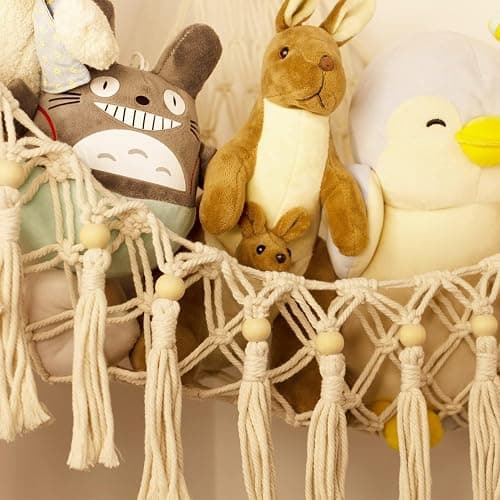Stuffed Animal Storage Hammock with LED Light - Nursery Toy Storage and Organizer for Baby Room Decor - Teddy Bear Hammock Stuffy Storage Plushie net Corner, Kids Toddler Bedroom Boho thumbnail 3