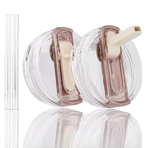 CeleVista 2 Pack Replacement Lid for Stanley 40 oz Quencher H2.0 & ProTour, Flip Straw Tumbler Lid for Stanley Cup, Leakproof, No Spill & Easy to Use Reusable Tumbler Cover (Cream) - Image 1