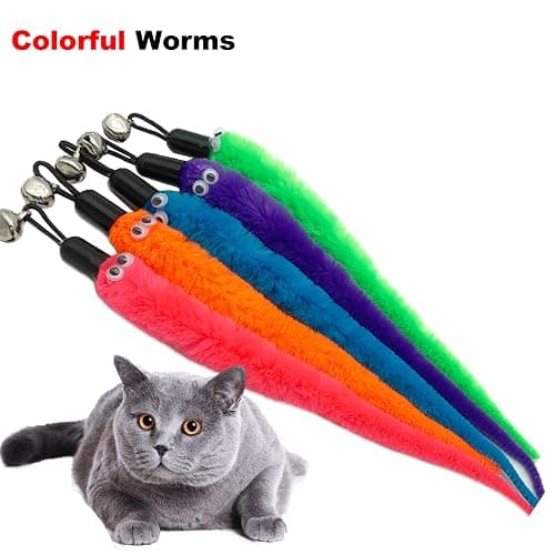 CATENESS Cat Worm Toy Refills, 15 Pieces Cat Wand Attachments Worms Toy for Indoor Cats thumbnail 3