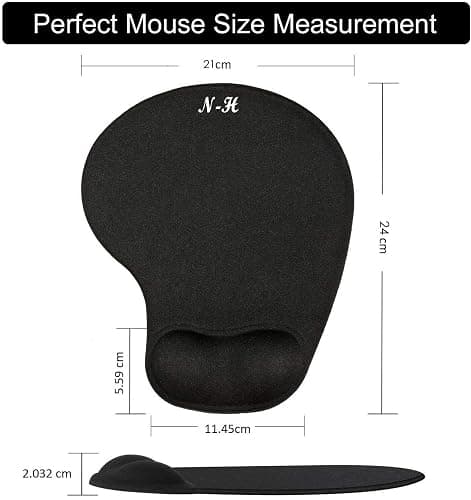 New Horrizon - Mouse Mat BLACK ANTI-SLIP COMFORT MOUSE PAD MAT WITH GEL FOAM REST WRIST SUPPORT FOR PC LAPTOP - Compatible with Laser and Optical Mice thumbnail 4