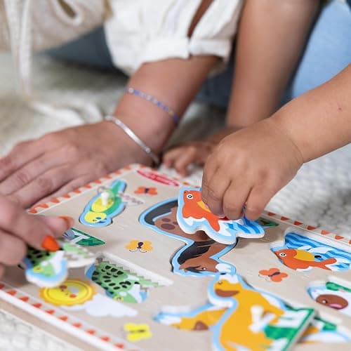 Melissa & Doug Zoo Pet Animals Sound Puzzle – 8-Piece Wooden Peg Puzzle with Light-Activated Sounds, Music Learning Toy for Toddlers and Preschoolers Ages 2+ thumbnail 5