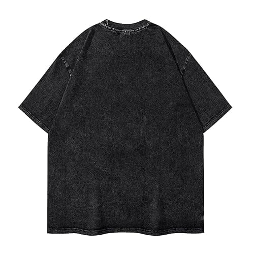 Vintage Shirt Mens Woman Oversized T Shirts Washed Short Sleeve Graphic Tee Round Neck T-Shirt Fashion Retro Unisex Tops - Music-4 - Small thumbnail 2