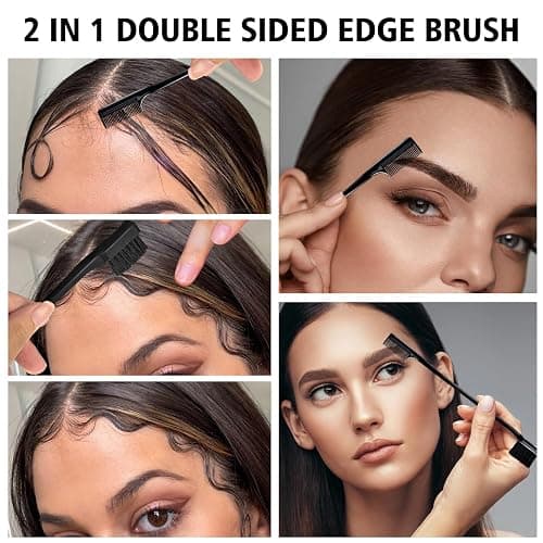 3 Pieces Hair Styling Comb Set Teasing Brush Rat Tail Comb Edge Brush for Edge&Back Brushing, Combing, Slicking Hair for Women (Black) thumbnail 5