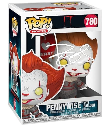 Bill Skarsgard Pennywise #780 with Balloon Facsimile Signed Reprint Laser Autographed Funko POP! Movies IT Figurine with Protector Case - Image 1