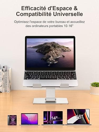 CIRYCASE Support Ordinateur Portable, Support PC Portable Bureau Réglable en Aluminium, Refroidissement Rapide, Laptop Stand Pliable Ergonomique Lapdesks Livre Compatible avec MacBook Air Pro (10-16") thumbnail 6