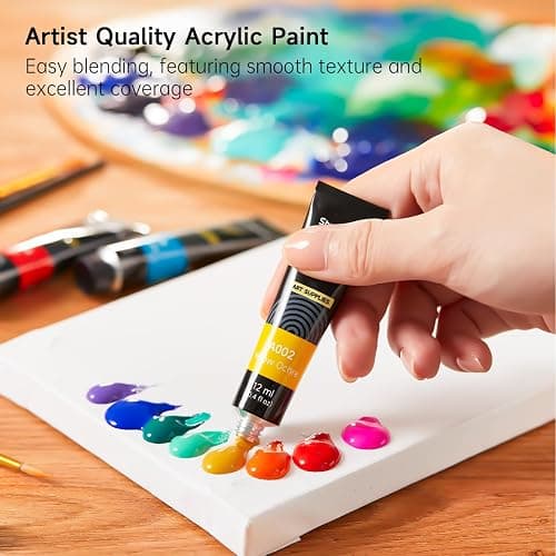 Shuttle Art Acrylic Paint Set, 15 x 12ml Tubes Artist Quality Non Toxic Rich Pigments Colors Perfect for Kids Adults Beginners Artists Painting on Canvas Wood Clay Fabric Ceramic Crafts thumbnail 2