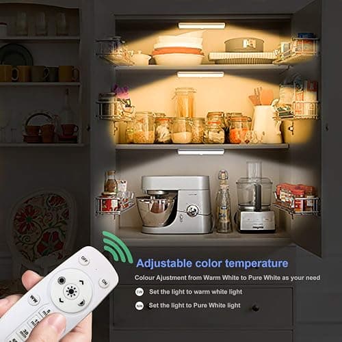 LDOPTO Battery Operated Lights Wireless Under Cabinet LED Closet Lighting Under-Counter Light fixtures Without Wiring with Remote/Touch Control for Kitchen Shelf Hallway Stairs, 3 Colors 3 Pack thumbnail 9