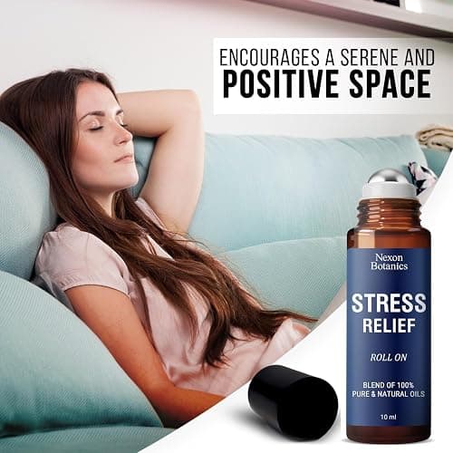 Stress Relief Essential Oil Roll-On 10 ml - Natural Stress Relief Blend with Lavender, Geranium & Frankincense Oils - Prediluted Roller for Calming Aromatherapy - Nexon Botanics thumbnail 2