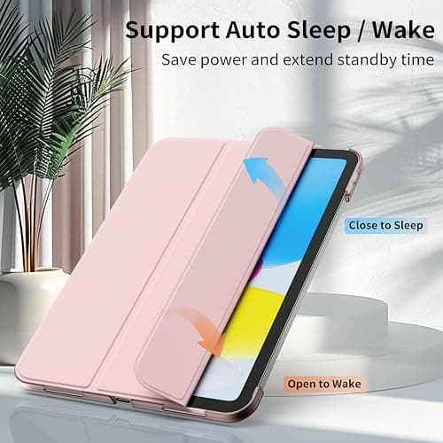 KVTVOU Case for iPad (A16) 11th/10th Generation (11/10.9 Inch, 2025/2022) Without Pencil Holder, Slim Hard PC Translucent Back Shell Protective Cover, Smart Trifold Stand & Auto Sleep/Wake, Pink thumbnail 4