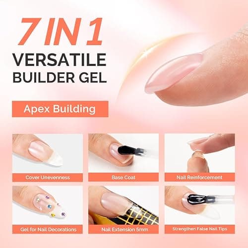 MelodySusie 2PCS 15ML Clear Builder Nail Base Gel for Nails Thickening,Soak Off UV Extension Gel,Rhinestone Nail Glue in a Bottle for Nail Art Design Gift for Women thumbnail 3