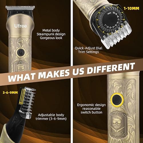 Ufree Beard Trimmer for Men, Electric Razor Shaver, Cordless Hair Clipper Shaving Kit for Mustache Body Nose Ear Hair Facial, Adjustable Beard Grooming Kit Birthday Gifts for Men thumbnail 5