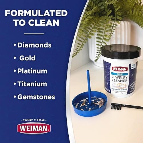 Weiman Fine Jewelry Cleaner Liquid with Cleaning Brush – Restores Shine & Brilliance to Gold, Platinum, Precious Gemstones & Diamond Jewelry, 6 Oz thumbnail 5