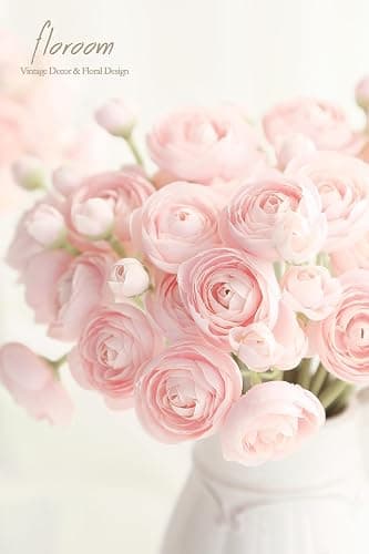 Floroom Ranunculus Artificial Flowers 18 Pcs Blush Faux Silk Mini Ranunculus Bulk Fake Wedding Filler Flowers for DIY Pink Bouquets, Centerpieces, Bridal Shower Decorations & Arrangements thumbnail 3