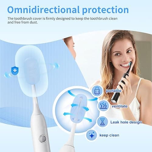 6 Pcs Toothbrush Covers, Silicone Toothbrush Head Cover Caps for Travel | silicone toothbrush covers with vent holes fit most manual and electric toothbrushes for home, travel and gym thumbnail 3