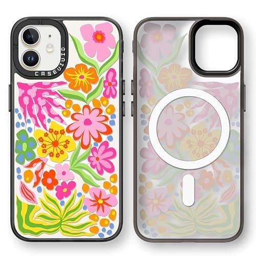 casevivid Magnetic for iPhone 11 Magsafe Case Cute Aesthetic - Durable Fashion Funny Phone Case - Girly Passion Flower Pattern Print Cover Design for Woman Girl 6.1 inches Black - Image 1