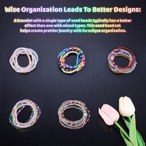 Funtopia 13000pcs 4mm Seed Beads for Jewelry Making, 5 Types 120 Colors Small Glass Beads for Bracelets, Friendship Bracelet Kit with Alphabet Letter Beads, Smile Face Beads for DIY, Art and Craft thumbnail 9