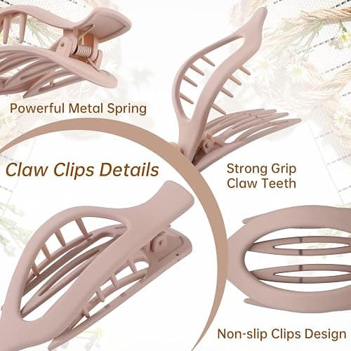 French Concord Hair Clips - 6Pcs Side Slide Volume Clips for Women Girls, Strong Hold No Slip Grip, Thick or Thin Hair (Matte Finish, L:4.6 IN, W:1.97IN) thumbnail 5