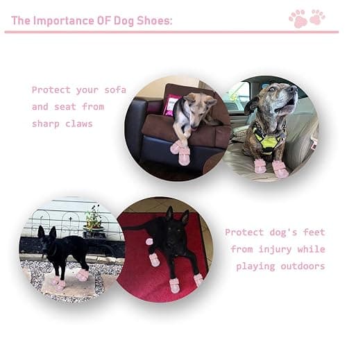 XSY&G Dog Boots,Waterproof Dog Shoes,Dog Booties with Reflective Strips Rugged Anti-Slip Sole and Skid-Proof,Outdoor Dog Shoes for Medium Large Dogs 4Pcs Pink-Size 8 thumbnail 5
