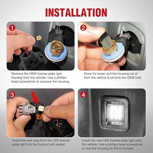 Nilight License Plate Lights Compatible with 2015 2016 2017 2018 2019 2020 Ford F150 Raptor Smoke Lens Black Housing 6000K White 2PCS Pack thumbnail 4