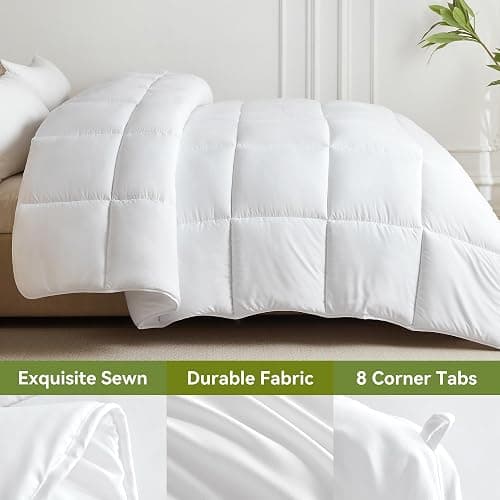 L LOVSOUL Down Alternative Comforter King Size Duvet Insert,All Season Duvet Insert with Corner Tabs,White Comforter King 106x90Inches thumbnail 4