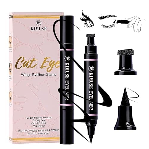 KIMUSE Winged Eyeliner Stamp, Eyeliner Pens for Perfect Wing Cat Eye Stamp Eyeliner Waterproof Smudge Proof, Long Lasting Eye Makeup Liquid Eye Liner (BLACK) - Image 1