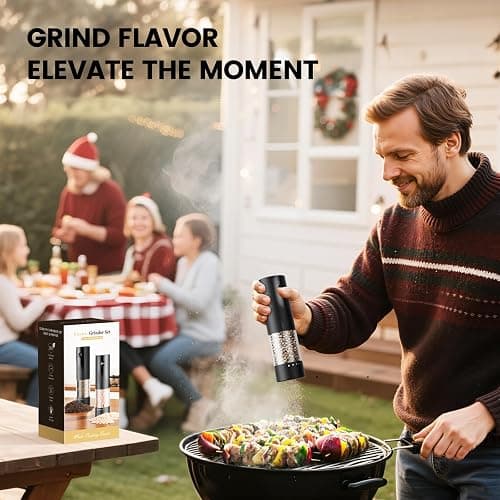 Electric Salt and Pepper Grinder Set - Rechargeable Automatic Salt and Pepper Shakers, Kitchen Appliances with External Adjustable Coarseness, Large Capacity, Housewarming Birthday Gifts for Women Men thumbnail 6