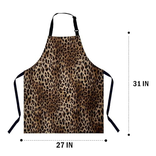 Xuwenz Leopard print pattern Kitchen Apron for Women Men, Adjustable Apron Chef Bakers Apron Cooking Apron Cooking Baking Gardening thumbnail 3