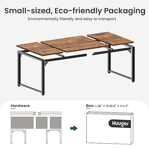 Huuger 71 x 31.5 Inch Desk with Power Outlets & USB-C, 1.2 Inch Thicker Desktop, Robust Metal Tubes, Deep Computer Desk, Heavy Duty Office Desk, Work Desk for Home Office, Rustic Brown thumbnail 9