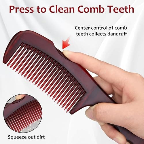 Dandruff Comb, 2 Pcs Scalp Sweep Detoxing Hair brush Set for Dandruff Removal, Scalp Build Up Remover and Stainless Steel Fine Tooth Comb for Scalp Massage Combs thumbnail 6