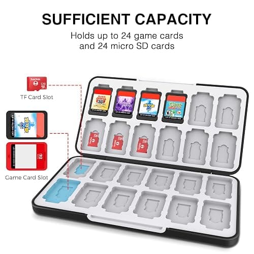 HEIYING Game Card Case for Nintendo Switch 2 & Switch OLED & Lite,Portable Black Memory Storage Holder with 24 Game Card Slots and 24 Micro SD Cards Slots - Black thumbnail 2
