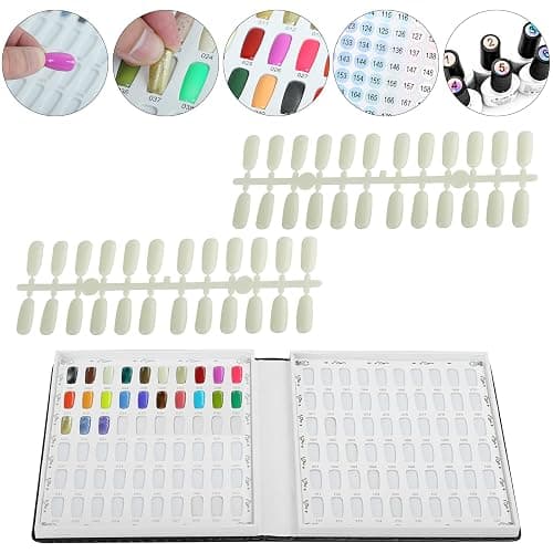 vnjaoi 120 Nail Color Chart Display Book, Plastic Nail Swatches Nail Gel Color Card with 240PCS Natural Colours Replacement Nails Nail Art for Nail Salons, DIY Nail Art at Home (Black) thumbnail 3