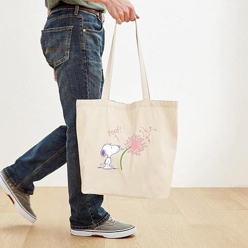 CafePress Snoopy Dandelion Natural Canvas Tote Bag, Reusable Shopping Bag thumbnail 4