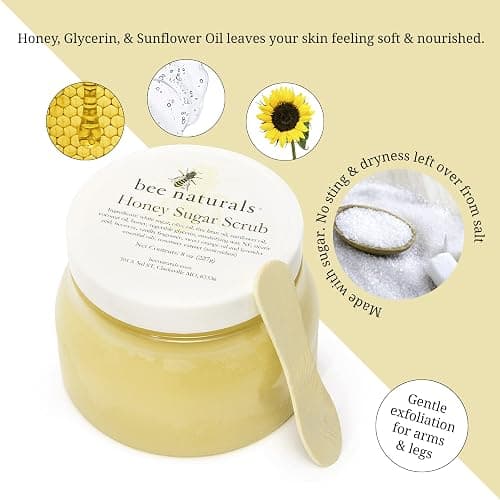 Luxurious Honey Sugar Scrub 8oz – Gentle Exfoliating Blend for Face, Body & Feet with Honey, Coconut & Essential Oils – Nourishing Moisture with Signature Vanilla Fragrance for Radiant Skin thumbnail 4
