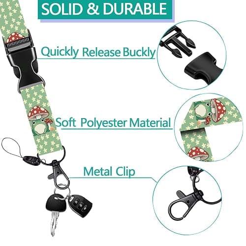 IBOVODI Mushroom Frog Badge Holder with Lanyard Funny Breakaway Lanyards with Retractable Clips Cute Daisy Floral Adjustable Neck Lanyards Name Badges Holders for Kids Nurse Teacher Student Women thumbnail 6