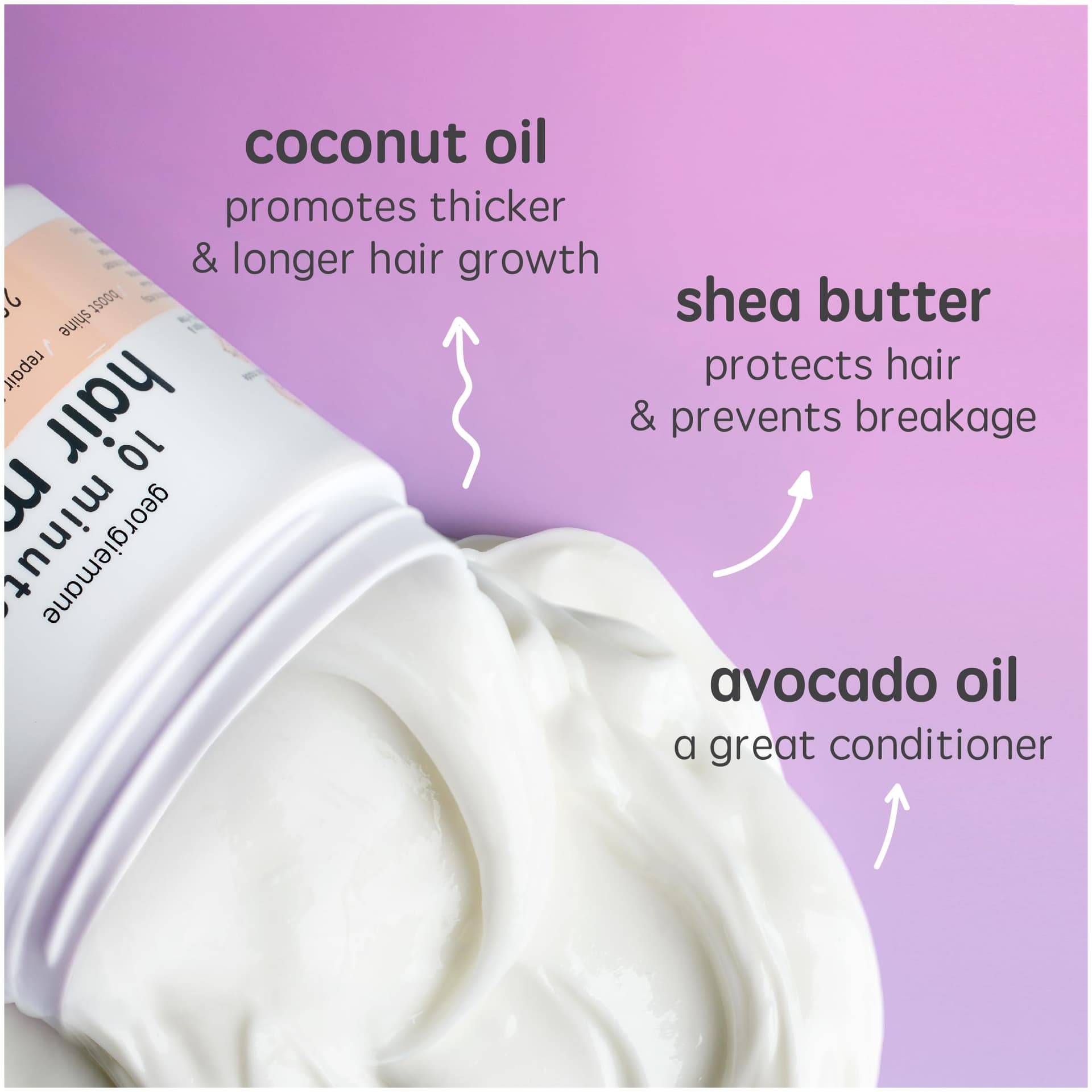 Georgiemane 10 Minute Hair Mask for Dry & Damaged Hair with Shea Butter, Avocado & Coconut Oil | Promotes Thicker Hair Growth | Adds Shine, Safe for Colored & Bleached Hair | For All Hair Types, 220ml thumbnail 2