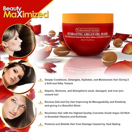 Arvazallia Hydrating Argan Oil Hair Mask and Deep Conditioner for Dry or Damaged Hair (8.45 oz Jar) thumbnail 5